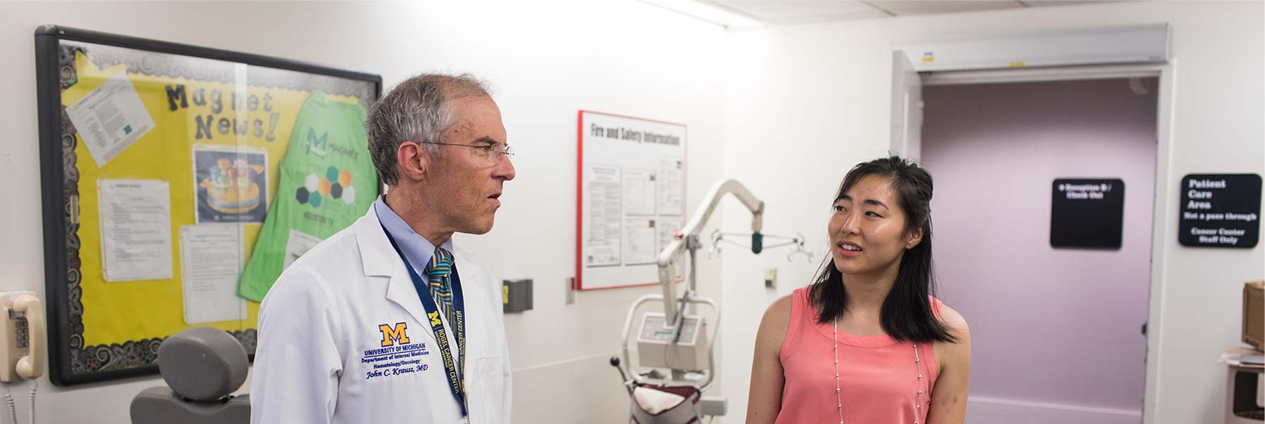 Grace Kanzawa talking with a doctor