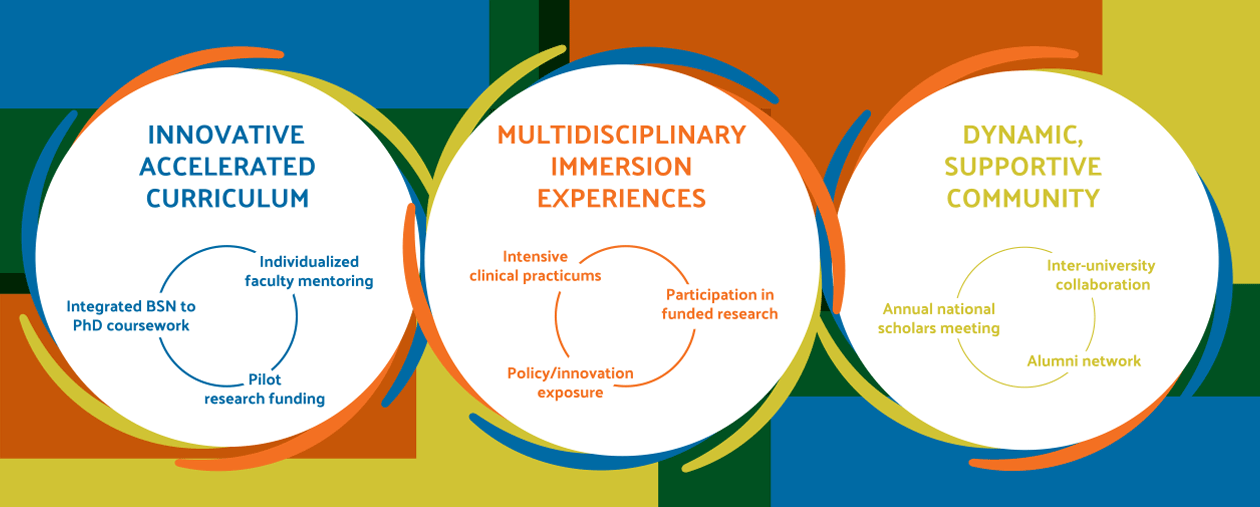 Infographic Showing Components of Hillman using pinwheel elements in blues, greens, and oranges