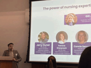 Dr. Adynski presenting study findings.