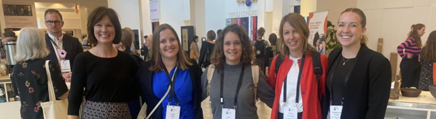 Photo (L–R): Joyce Edmonds (UMB Nursing; JOGNN; Ariadne Labs), Larissa Zeller (midwifery master’s student), Talea (midwifery student), Vanessa Leutenegger (midwife & lecturer, ZHAW Zurich University of Applied Sciences), with Hillman Scholar, Liz Finnessy.